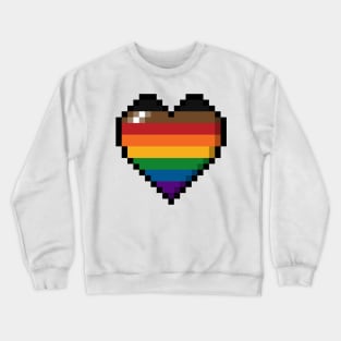 Large Pixel Heart Design in Inclusive Rainbow Pride Flag Colors Crewneck Sweatshirt